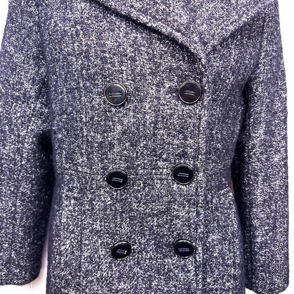 Kenneth Cole small wool tweed Women blazer pea coat double breasted black - Picture 2 of 10
